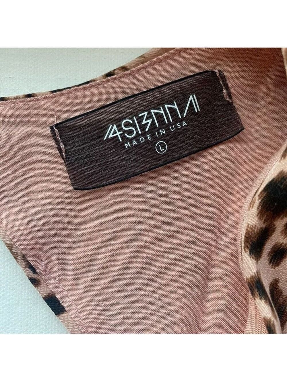 4SI3NNA Hasmik Leopard-Print Tie-Waist Mini Dress Women’s Large - Picture 9 of 15